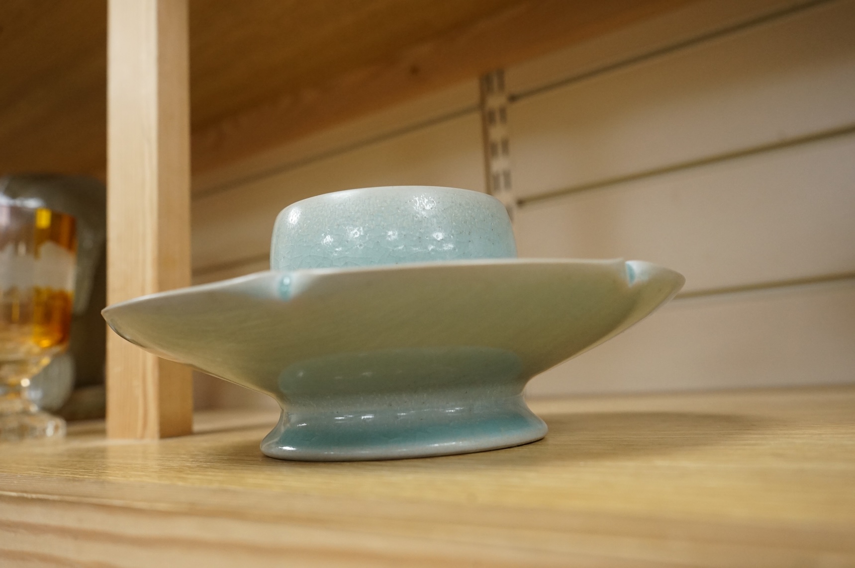 A Chinese Jun type lotus dish, 19cm in diameter